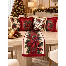 Missidea Christmas Berry 4\'lü Kırlent ve Runner Dekorasyon Seti