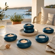 Özel Birşey Seramik Tealight Mumluk Seti 10’lu- Mavi