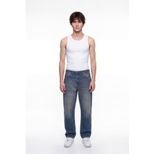 Machinist Clothing Erkek Barok Baskılı Jean Pantolon Açık Mavi