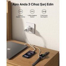 Str Store 3 Bağlantı Noktalı Usb-C Şarj Cihazı, 70 W, 2x Usb-C ve 1x Usb-A Gan Duvar Tipi, Abd/ingiltere/ab Fişleri, Macbook, Iphone, iPad Pro, Samsung Galaxy, Google Pixel Vb. Için Hızlı Şarj - Beyaz