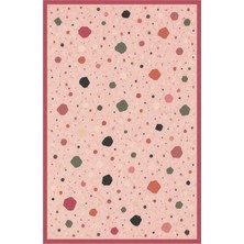 Rugs Modern Halı Auraplus Özel Tasarım Pudra, Kırmızı ve Bej Ince Dokuma Taban Salon Halısı OZL312