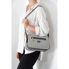 Silver & Polo Silver Polo Siyah Beyaz - Siyah Hasır Kadın Çapraz Çanta SP818
