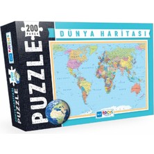 Blue Focus Dünya Haritası - Puzzle 200 Parça