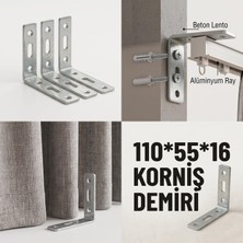 Neva Home 110X55X16 mm Korniş Demiri – 5 Adet Metal L Köşebent, Perde Korniş Montaj Ayağı, Dayanıklı Galvaniz Destek Braketi