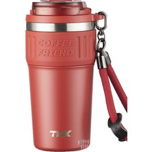 Prime Life Tkk 630 ml Özel Seri Çelik Mug Kahve Bardağı Pipetli/rahat Içim 6 Saat Sıcak/12 Saat Soğuk Termos -2023 630ML Kırmızı