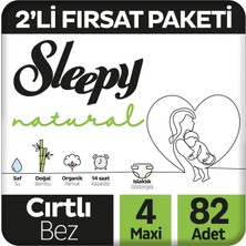 Neva Home Natural 2'li Fırsat Paketi Bebek Bezi 4 Numara Maxi 82 Adet