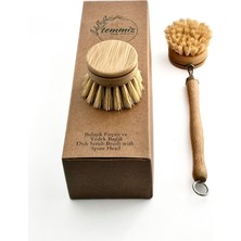Neva Home Değiştirilebilir Başlıklı Bambu Bulaşık Fırçası, Kolayca Değiştirilebilir Sisal Fırçalı Başlık, Ergonomik Bambu Sapı, Paket Içerisinde Bir Adet Ekstra Yedek Başlık