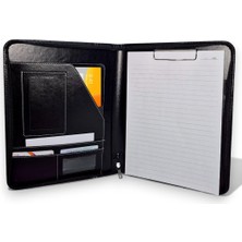 Neva Home Premium Suni Deri Sekreterlik – Mandallı Evrak Tutucu, Tablet Bölmeli Organizer, Çok Gözlü Evrak Dosyası (Hesap Makinesiz Model), Fermuarlı (32.5 × 25 Cm), Siyah