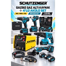 SCHUTZENGER 5 Makine Gazsız Gaz Altı Kaynak Makinesi Şarjlı Somun Sökme Taşlama Darbeli Matkap Kırıcı Hilti Mavi