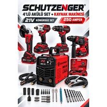 SCHUTZENGER 3 Akülü Şarjlı Kırıcı Delici Hilti-Somun Sökme-Matkap-Spral TAŞLAMA-250A Kaynak Makinesi Kırmızı