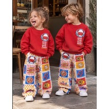 Cg Kids Good Food Good Mood Baskılı Yengeç ve Balık Desenli 3 Iplik Sweatshirt & Eşofman Altı Unisextakım