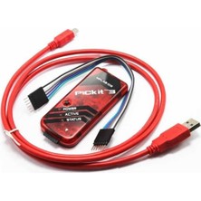 Emay Center Pıckit 3 Programlayıcı ve Hata Ayıklayıcı 6 Pin Icsp Arayüzlü Set Kırmızı Mini USB Kablosu ile Devre Içi Kod Yükleme Donanımı