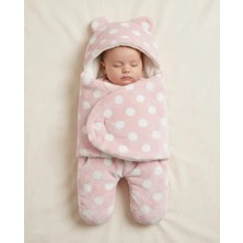 Recos Unisex 0-9 Ay Içi Elyaflı Peluş Welsoft Kulaklı Krem Dış Bebek Kundak & Battaniyesi Kışlık Uyku Tulumu