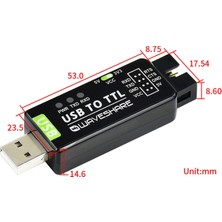 Emay Center Waveshare FT232RNL USB Ttl Seri Dönüştürücü Modül 3.3V 5V Uart Çevirici Endüstriyel Dahili Sigortalı ve Esd Korumalı Arayüz Adaptörü