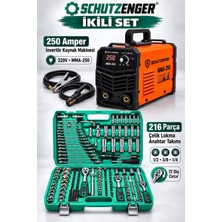SCHUTZENGER Invertör Kaynak Makinesi 216 Parça Çelik Lokma Anahtar Takım 72 Diş Çırçır Ikili Set Profesyonel Garantili