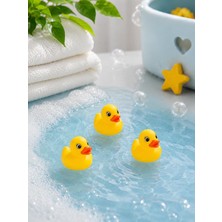 Prime Life 3'lü Suda Yüzen Ses Çıkaran Vinil Minik Sarı Ördek Banyo Oyuncağı Bebek Çocuk Banyo ve Havuz Oyuncak