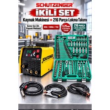 SCHUTZENGER Mıg/mma/tıg Gazsız Gaz Altı Kaynak Makinesi Mıg Mma Tıg + 216 Parça Çantalı Lokma Anahtar Takımı Sarı