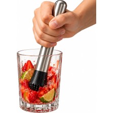 Prime Life Paslanmaz Çelik Meyve Ezici ve Kokteyl Karıştırıcı 20 cm – Muddler, Limon ve Nane Ezme Aparatı, Özel Dokulu Ezici Uç, Içecek ve Kokteyl Hazırlama Aparatı