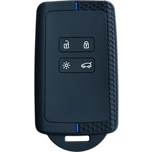 Prime Life Autohan Keys Austral, Megane 4, Talisman, Clio 5 Için Silikon Anahtar Kılıfı, Petek Desenli, Siyah-Mavi