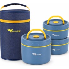 Prime Life 3 Göz Taraftar 304 Paslanmaz Çelik Yemek Lunch Box 420+420+550 ml Isı Yalıtımlı Çantalı