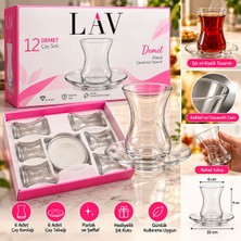 Lav Demet 12 Parça Çay Seti – 6 Adet Çay Bardağı ve 6 Adet Çay Tabağı