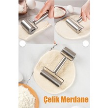 Papatyam Dekor Paslanmaz Çelik Pratik Rulo Pürüzsüz Oklava Pizza Börek Açma Aparatı Silindir Merdane