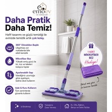 Emoev Bez ve Kıyafet Tutuculu Mikrofiber Mop 360° Döner Başlıklı Zemin ve Duvar Mopu