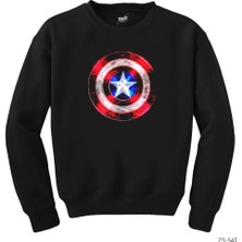 Z zepplin Captain America Shield Neon Siyah Sweatshirt