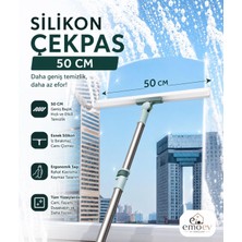 Emoev 50 cm Sihirli Silikon Çekpas 180° Döner Başlıklı Paslanmaz Çelik Saplı Yüzey ve Cam Çekpası