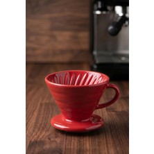 Vivien Home Kırmızı V60 02 Seramik Dripper - Filtre Kahve Demleme Ekipmanı
