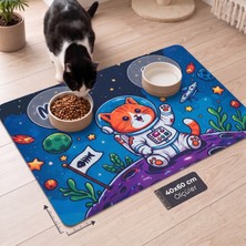 Sogood Concept Astronot Kedi Temalı Kedi Köpek Mama Paspası 40X60