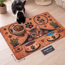 Sogood Concept Tekir Kedi Desenli Kedi Köpek Mama Paspası 40X60