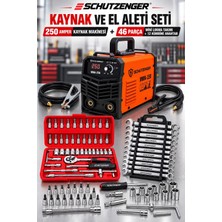SCHUTZENGER 250A Invertör Kaynak Makinesi 46 Parça Lokma Seti Çelik 12 Kombine Anahtar Takımı 3 Lü Set