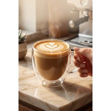 ALOHA EQ QUALITY Çift Cidarlı (Çift Camlı) Kulplu Cam Kupa ve Ev/ofis Fincanı - 250 ml