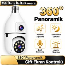 Qasul Wifi Çift Lens Ampul Kamera Evcil Hayvan-Bebek Hareket Takip Gözetim 1080P Akıllı Güvenlik Sistemi Iki Yönlü Ses Algılama