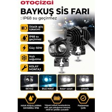 OtoÇizgi Baykuş LED Sis Farı Çakarlı 4 Fonksiyon Çift Renk Buz Mavi-Beyaz Moto-Offroad-Suv