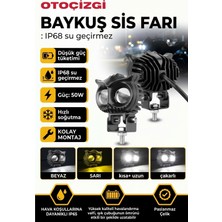 OtoÇizgi Baykuş LED Sis Farı Çakarlı 4 Fonksiyon Çift Renk Sarı-Beyaz Moto-Offroad-Suv