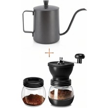 Vivien Home Barista Kahve Demleme Seti Manuel Kahve Değirmeni ve Gooseneck Kettle 600 ml