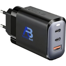 ApolloBell 65W GaN Pro Hızlı Şarj Adaptörü – 2 Type-C + USB-A 3 Portlu Şarj Aleti CHP01-007