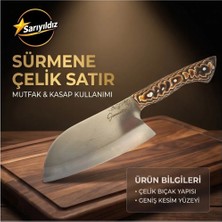 Sarıyıldız Sürmene Çelik Verzalit Kabze Mutfak ve Kasap Satırı - Et, Sebze ve Kemik Kesimi Için Geniş Kesim Yüzeyli Profesyonel Satır Bıçak