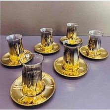 Papatyam Dekor 6 Kişilik 12 Parça Gold Titanyum Çay Seti Takımı Zoey