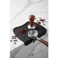 Vivien Home Aşınmaya Dayanıklı Kaymaz Silikon Kahve Tamper Matı ve Tutucu