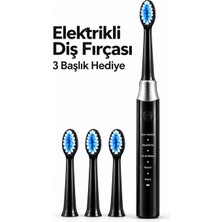 Just Cheap Store Siyah Elektrikli Diş Fırçası 3 Yedek Başlık Hediyeli