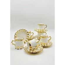 Tekbir Gold Detaylı Vintage Porselen Kahve Fincan 12 Parça & 6 Kişilik