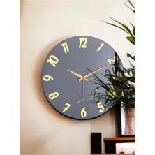 Lidyahan Store Premium Serisi Aynalı 50 cm Sessiz Akar Duvar Saati Füme