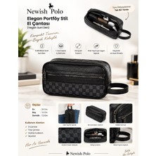 Newish Polo Elegan Portföy Stil El Çantası - Vegan Suni Deri (Desenli)