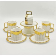 Tekbir Çizgili Gold Porselen Kahve Fincan 12 Parça & 6 Kişilik