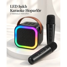 Str Store Bluetooth Bağlantılı LED Işıklı Karaoke Ses Sistemi ve Iki Kablosuz Mikrofon