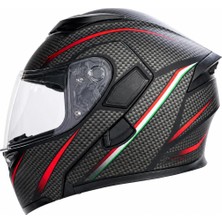 Rhkc Kc-Çene Açılır Vizörlü Kask [KC902] Mat Siyah - Gri Damalı [xl] E Belgeli