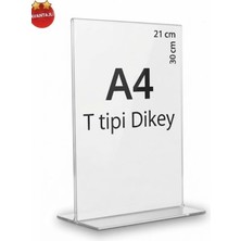 Mazeron Reklam T Tipi Dikey 21C30 cm Masaüstü Şeffaf Pleksi Föylük